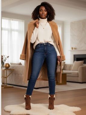BCBGeneration Melo Brown Suede Shearling Platform Ankle Boots Size 9